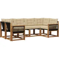 vidaXL Ensemble de canapés d'extérieur avec coussins 6 pièces Nature et Beige