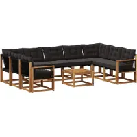 vidaXL Ensemble de canapés d'extérieur avec coussins 10 pièces Naturel et Noir