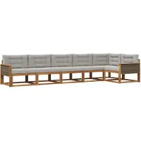 vidaXL Ensemble de canapés d'extérieur avec coussins, 6 pièces, couleur naturelle et gris clair