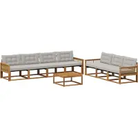 vidaXL Ensemble de canapés d'extérieur avec coussins 8 pièces Naturel et gris clair