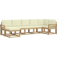 vidaXL Ensemble de canapés d'extérieur avec coussins, 7 pièces, blanc et crème, en polyester