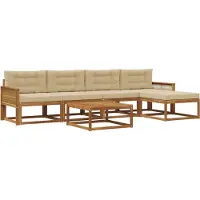 vidaXL Ensemble de canapés d'extérieur avec coussins 6 pièces Nature et Beige
