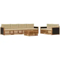 vidaXL Ensemble de salon de jardin , 7 pièces, en polyester naturel et beige