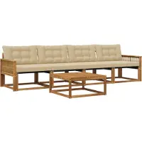 vidaXL Ensemble de canapés d'extérieur avec coussins 5 pièces Nature et Beige