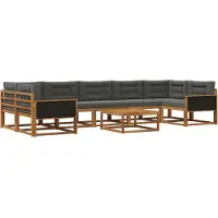 vidaXL Ensemble de canapés d'extérieur avec coussins 8 pièces Nature et Anthracite