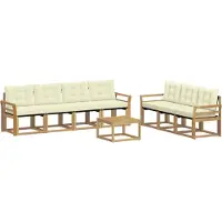vidaXL Ensemble de salon de jardin 8 pièces, blanc et crème