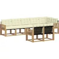 vidaXL Ensemble de salon de jardin 8 pièces, blanc et crème
