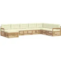vidaXL Ensemble de salon de jardin 8 pièces, blanc et crème, en bois d'acacia massif