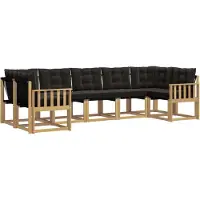 vidaXL Ensemble de canapés d'extérieur avec coussins, 7 pièces, blanc et noir