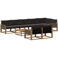 vidaXL Ensemble de canapés d'extérieur avec coussins 9 pièces Naturel et Noir