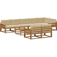 vidaXL Ensemble de canapés d'extérieur avec coussins 9 pièces Nature et Beige