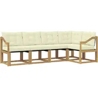 vidaXL Ensemble de salon de jardin 5 pièces, blanc et crème