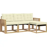 vidaXL Ensemble de canapés d'extérieur avec coussins, 4 pièces, blanc et crème