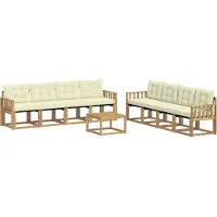 vidaXL Ensemble de canapés d'extérieur avec coussins, 9 pièces, blanc et crème