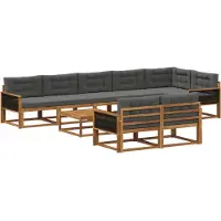 vidaXL Ensemble de canapés d'extérieur avec coussins 9 pièces Nature et Anthracite