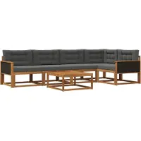 vidaXL Ensemble de canapés d'extérieur avec coussins 6 pièces Nature et Anthracite