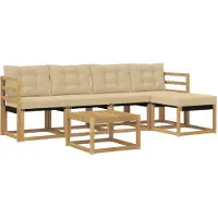 vidaXL Ensemble de canapés d'extérieur avec coussins, 6 pièces, blanc et beige