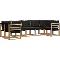 vidaXL Ensemble de canapés d'extérieur avec coussins, 7 pièces, blanc et noir
