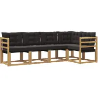 vidaXL Ensemble de canapés d'extérieur avec coussins, 5 pièces, blanc et noir