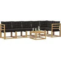 vidaXL Ensemble de canapés d'extérieur avec coussins, 7 pièces, blanc et noir