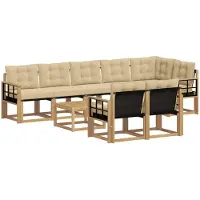 vidaXL Ensemble de salon de jardin 9 pièces, blanc et beige