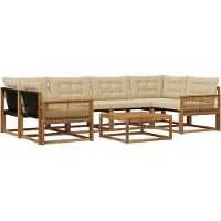 vidaXL Ensemble de canapés d'extérieur avec coussins 7 pièces Nature et Beige