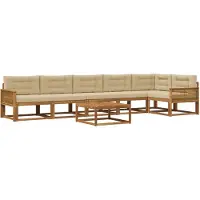 vidaXL Ensemble de canapés d'extérieur avec coussins 7 pièces Nature et Beige