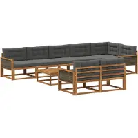 vidaXL Ensemble de canapés d'extérieur avec coussins 9 pièces Nature et Anthracite