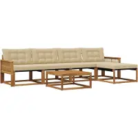 vidaXL Ensemble de canapés d'extérieur avec coussins 6 pièces Nature et Beige