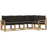 vidaXL Ensemble de canapés d'extérieur avec coussins, 5 pièces, blanc et noir