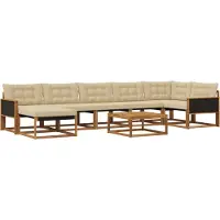 vidaXL Ensemble de salon de jardin 8 pièces, couleurs naturelles et beige, en polyester