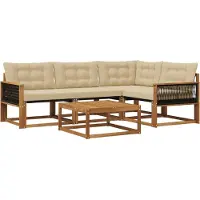 vidaXL Ensemble de canapés d'extérieur avec coussins 5 pièces Nature et Beige