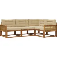 vidaXL Ensemble de canapés d'extérieur avec coussins 4 pièces Nature et Beige
