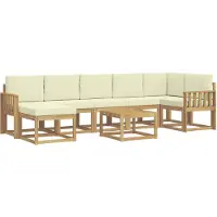 vidaXL Ensemble de canapés d'extérieur avec coussins, 8 pièces, blanc et crème, en polyester