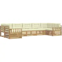 vidaXL Ensemble de canapés d'extérieur avec coussins, 7 pièces, blanc et crème