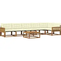 vidaXL Ensemble de canapés d'extérieur avec coussins 7 pièces Nature et Crème
