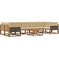 vidaXL Ensemble de canapés d'extérieur avec coussins 8 pièces Nature et Beige