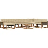 vidaXL Ensemble de canapés d'extérieur , 9 pièces, couleur naturelle et beige, en bois massif d'acacia