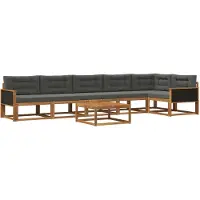 vidaXL Ensemble de canapés d'extérieur avec coussins 7 pièces Nature et Anthracite