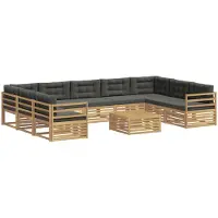 vidaXL Ensemble de canapés d'extérieur avec coussins (10 pièces), en bois massif d'acacia