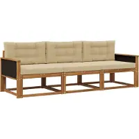 vidaXL Ensemble de canapés d'extérieur avec coussins 3 pièces Nature et Beige