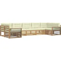 vidaXL Ensemble de canapés d'extérieur avec coussins, 7 pièces, blanc et crème