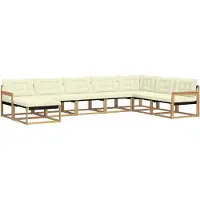 vidaXL Ensemble de salon de jardin 8 pièces, blanc et crème, en bois d'acacia massif