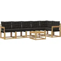 vidaXL Ensemble de canapés d'extérieur avec coussins, 7 pièces, blanc et noir