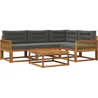 vidaXL Ensemble de canapés d'extérieur avec coussins 5 pièces Nature et Anthracite