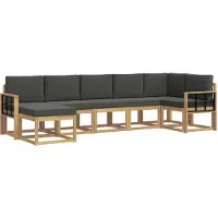vidaXL Ensemble de salon de jardin , 7 pièces, blanc et anthracite, en polyester