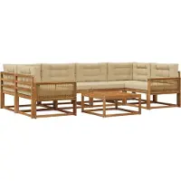 vidaXL Ensemble de canapés d'extérieur avec coussins 7 pièces Nature et Beige