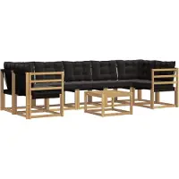 vidaXL Ensemble de canapés d'extérieur avec coussins, 8 pièces, blanc et noir