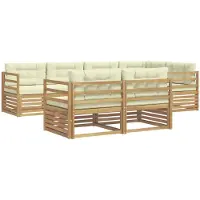vidaXL Ensemble de canapés d'extérieur avec coussins, 7 pièces, blanc et crème, en polyester