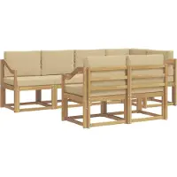 vidaXL Ensemble de salon de jardin , 7 pièces, blanc et beige, en polyester